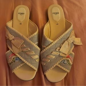 FENDI sandals size 41 blue bows